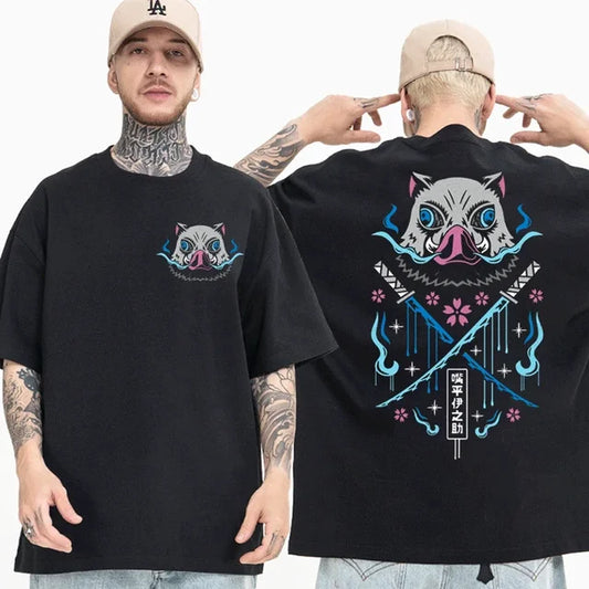 "Camiseta Oversize de Demon Slayer - inosuke hashibira: Fuerza y Estilo Amplificados"